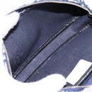 Christian Dior Trotter Canvas Pouch PVC Navy White Silver Auth hk2047-15