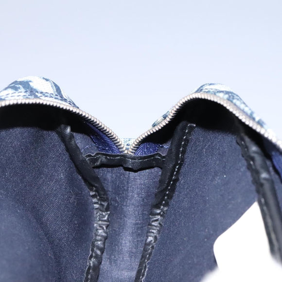 Christian Dior Trotter Canvas Pouch PVC Navy White Silver Auth hk2047