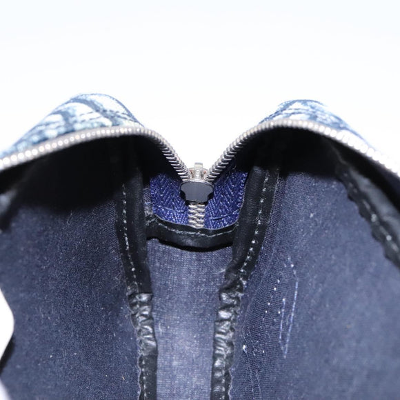 Christian Dior Trotter Canvas Pouch PVC Navy White Silver Auth hk2047