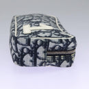 Christian Dior Trotter Canvas Pouch PVC Navy White Silver Auth hk2047-5