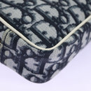 Christian Dior Trotter Canvas Pouch PVC Navy White Silver Auth hk2047-8