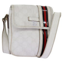 GUCCI GG Supreme Sherry Line Shoulder Bag PVC White Gold 147668 Auth hk2049-1
