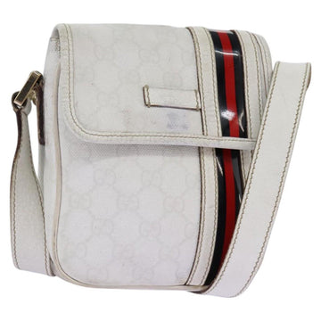 GUCCI GG Supreme Sherry Line Shoulder Bag PVC White Gold 147668 Auth hk2049