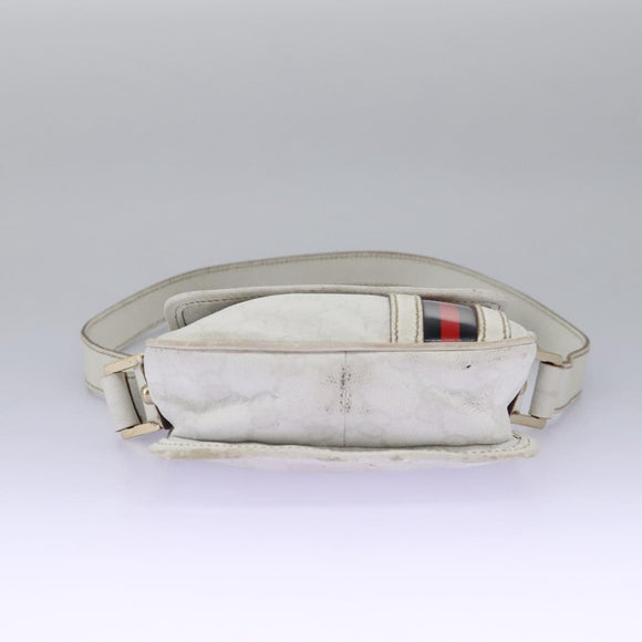 GUCCI GG Supreme Sherry Line Shoulder Bag PVC White Gold 147668 Auth hk2049