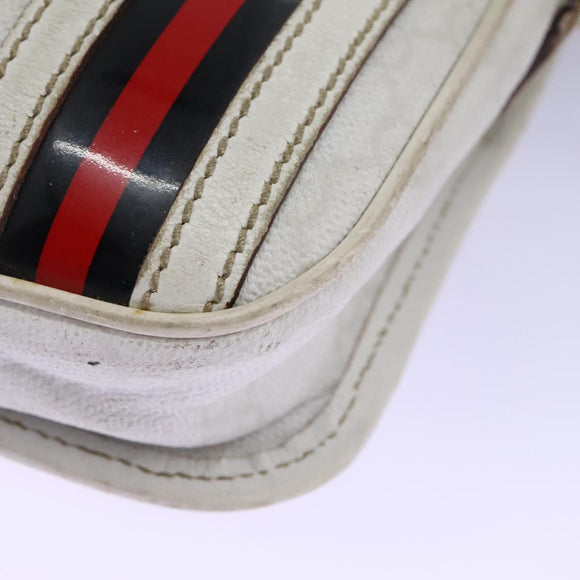 GUCCI GG Supreme Sherry Line Shoulder Bag PVC White Gold 147668 Auth hk2049