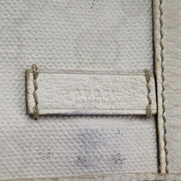 GUCCI GG Supreme Sherry Line Shoulder Bag PVC White Gold 147668 Auth hk2049