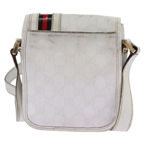 GUCCI GG Supreme Sherry Line Shoulder Bag PVC White Gold 147668 Auth hk2049