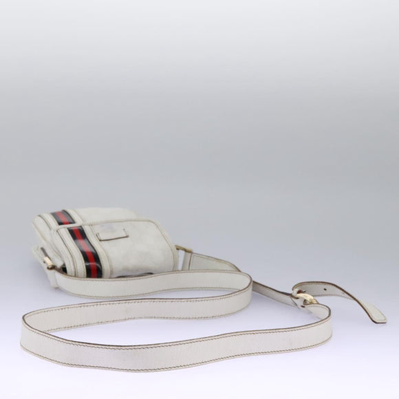 GUCCI GG Supreme Sherry Line Shoulder Bag PVC White Gold 147668 Auth hk2049