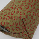 CELINE C Macadam Canvas Accessory Pouch Beige Red gold Auth hk2051-16