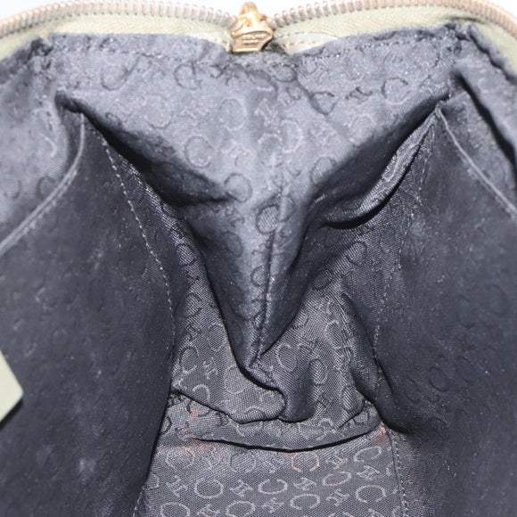 CELINE C Macadam Canvas Accessory Pouch Beige Red gold Auth hk2051