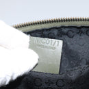 CELINE C Macadam Canvas Accessory Pouch Beige Red gold Auth hk2051-19