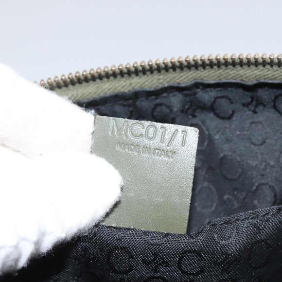 CELINE C Macadam Canvas Accessory Pouch Beige Red gold Auth hk2051