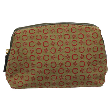 CELINE C Macadam Canvas Accessory Pouch Beige Red gold Auth hk2051 - 0