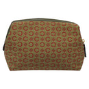 CELINE C Macadam Canvas Accessory Pouch Beige Red gold Auth hk2051-3