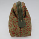 CELINE C Macadam Canvas Accessory Pouch Beige Red gold Auth hk2051-5