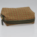 CELINE C Macadam Canvas Accessory Pouch Beige Red gold Auth hk2051-6