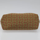 CELINE C Macadam Canvas Accessory Pouch Beige Red gold Auth hk2051-6