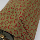 CELINE C Macadam Canvas Accessory Pouch Beige Red gold Auth hk2051-14