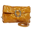 BVLGARI Shoulder Bag Patent Leather Yellow Gold Auth hk2059-1