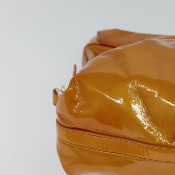 BVLGARI Shoulder Bag Patent Leather Yellow Gold Auth hk2059