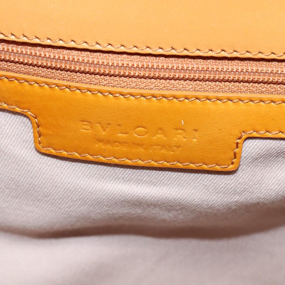 BVLGARI Shoulder Bag Patent Leather Yellow Gold Auth hk2059