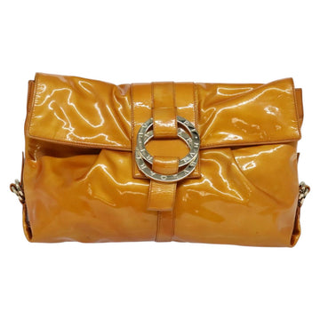 BVLGARI Shoulder Bag Patent Leather Yellow Gold Auth hk2059 - 0