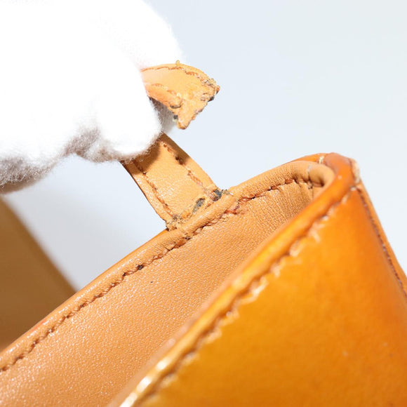 BVLGARI Shoulder Bag Patent Leather Yellow Gold Auth hk2059