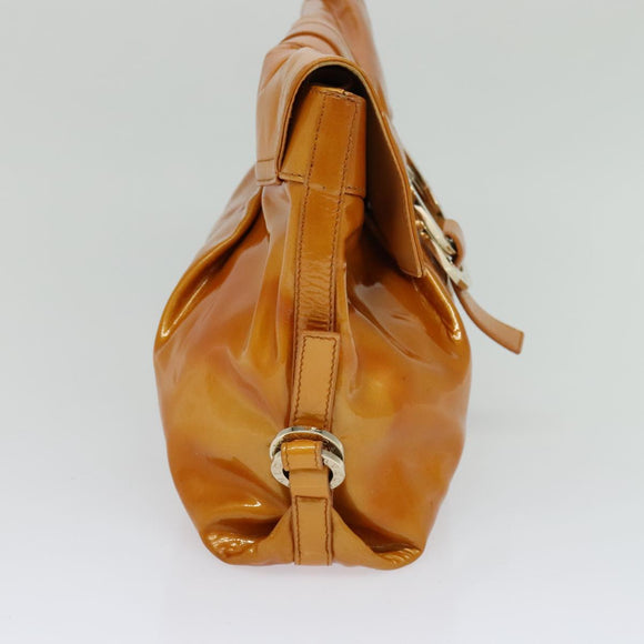 BVLGARI Shoulder Bag Patent Leather Yellow Gold Auth hk2059