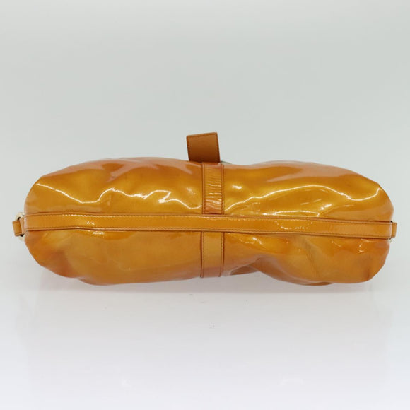 BVLGARI Shoulder Bag Patent Leather Yellow Gold Auth hk2059