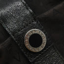 BVLGARI Tote Bag Canvas Leather Black Silver Auth hk2061-10
