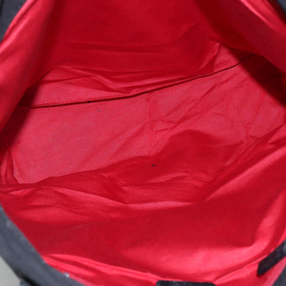 BVLGARI Tote Bag Canvas Leather Black Silver Auth hk2061