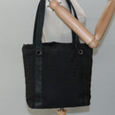 BVLGARI Tote Bag Canvas Leather Black Silver Auth hk2061-21