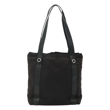 BVLGARI Tote Bag Canvas Leather Black Silver Auth hk2061 - 0