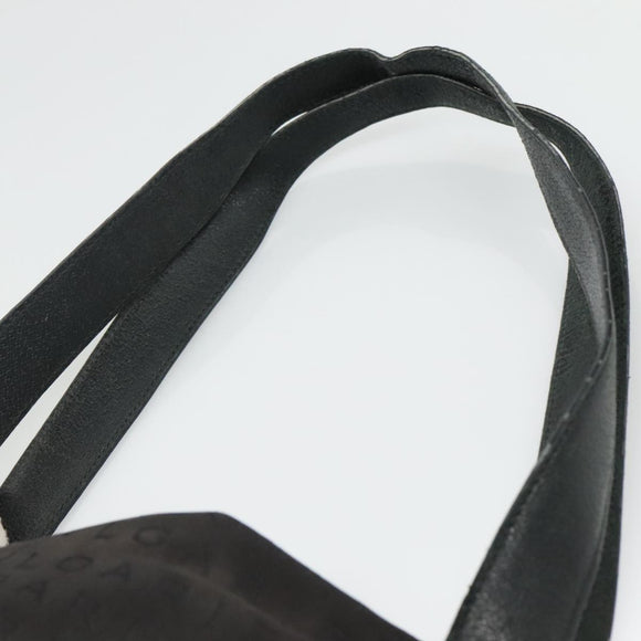 BVLGARI Tote Bag Canvas Leather Black Silver Auth hk2061