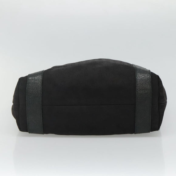 BVLGARI Tote Bag Canvas Leather Black Silver Auth hk2061