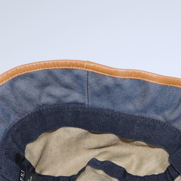 GUCCI GG Canvas Bucket Hat M Beige Blue 122118 Auth hk2073