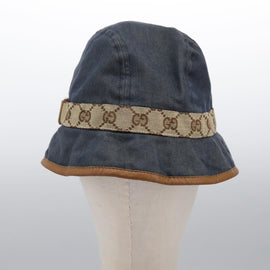 GUCCI GG Canvas Bucket Hat M Beige Blue 122118 Auth hk2073 - 0