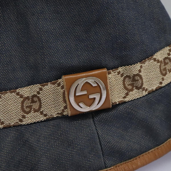 GUCCI GG Canvas Bucket Hat M Beige Blue 122118 Auth hk2073