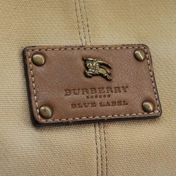 BURBERRY Blue Label Shoulder Bag Canvas Leather Beige Auth hk2084