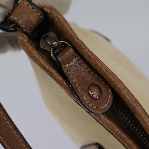 BURBERRY Blue Label Shoulder Bag Canvas Leather Beige Auth hk2084