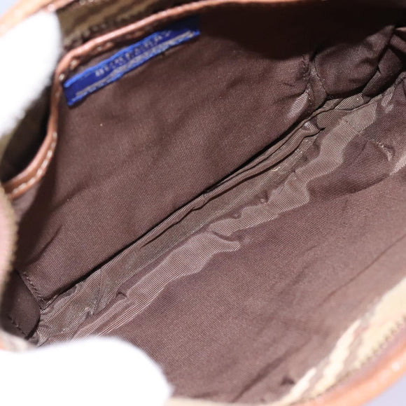 BURBERRY Blue Label Shoulder Bag Canvas Leather Beige Auth hk2084