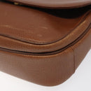 Burberrys Shoulder Bag Leather Brown gold Auth hk2088-9