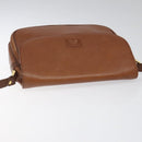 Burberrys Shoulder Bag Leather Brown gold Auth hk2088-6