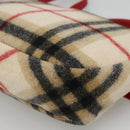 Burberrys Nova Check Blue Label Shoulder Bag Wool Beige Red Silver Auth hk2090-12