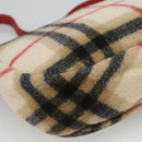 Burberrys Nova Check Blue Label Shoulder Bag Wool Beige Red Silver Auth hk2090-13