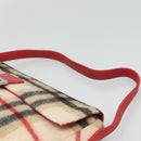 Burberrys Nova Check Blue Label Shoulder Bag Wool Beige Red Silver Auth hk2090-8