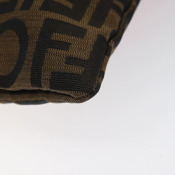 FENDI Zucca Canvas Hand Bag Sequin Black Brown Auth hk2107V