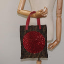 FENDI Zucca Canvas Hand Bag Sequin Black Brown Auth hk2107V-20