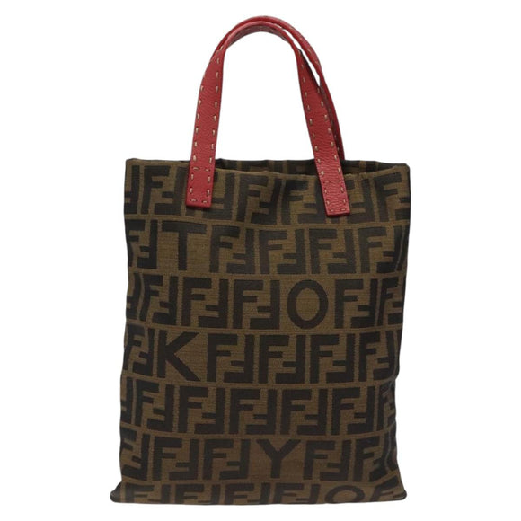 FENDI Zucca Canvas Hand Bag Sequin Black Brown Auth hk2107V