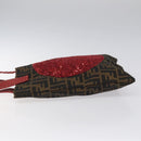 FENDI Zucca Canvas Hand Bag Sequin Black Brown Auth hk2107V-4